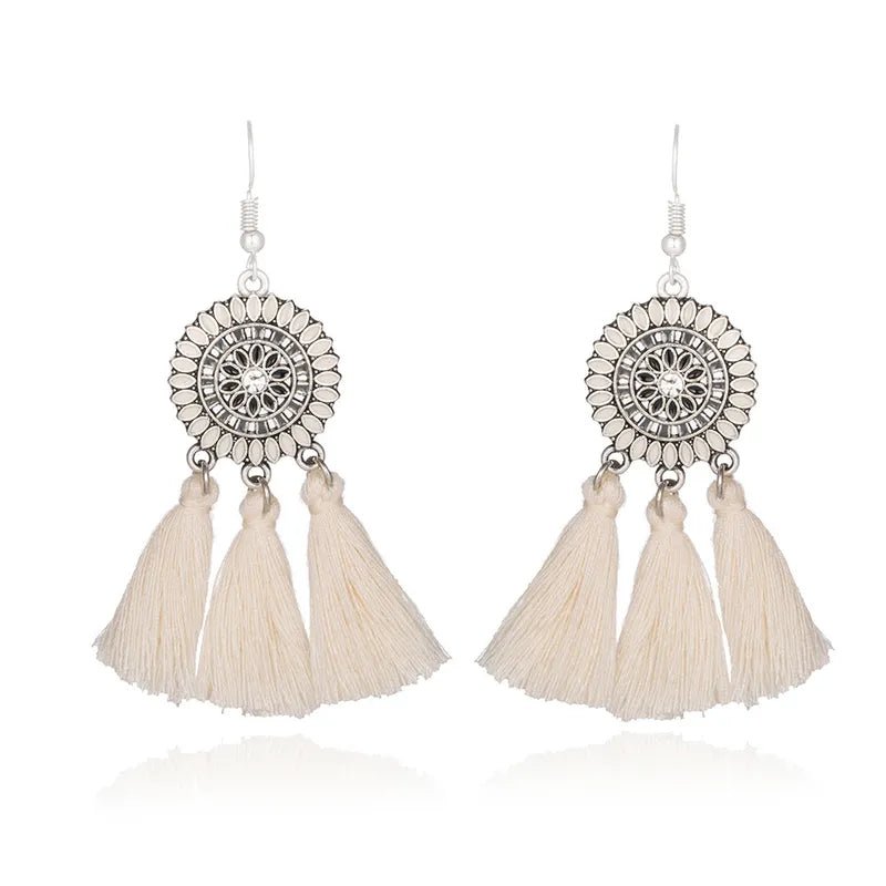 Front view of an earrings - Premium | Enchanting Ethnic Tassel Earrings - Zuzus Trove