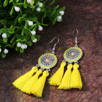 Front view of an earrings - Premium | Enchanting Ethnic Tassel Earrings - Zuzus Trove