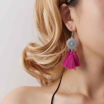 Front view of an earrings - Premium | Enchanting Ethnic Tassel Earrings - Zuzus Trove