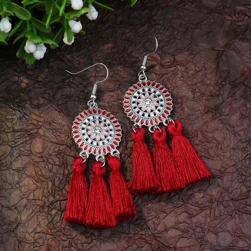 Front view of an earrings - Premium | Enchanting Ethnic Tassel Earrings - Zuzus Trove