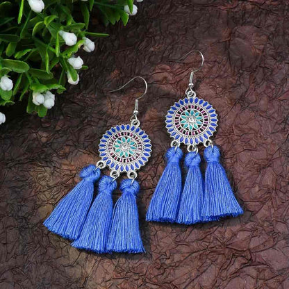 Front view of an earrings - Premium | Enchanting Ethnic Tassel Earrings - Zuzus Trove