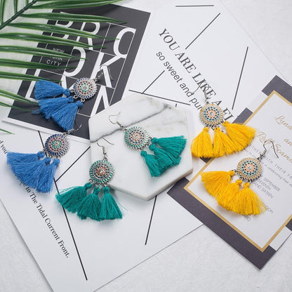 Front view of an earrings - Premium | Enchanting Ethnic Tassel Earrings - Zuzus Trove