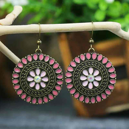 Front view of an earrings - Premium | Ethinc Stone Flower Earrings - Zuzus Trove