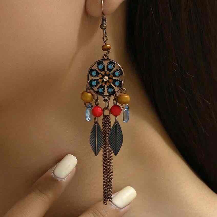 Front view of an earrings - Premium - Ethnic Chain Earrings - Zuzus Trove