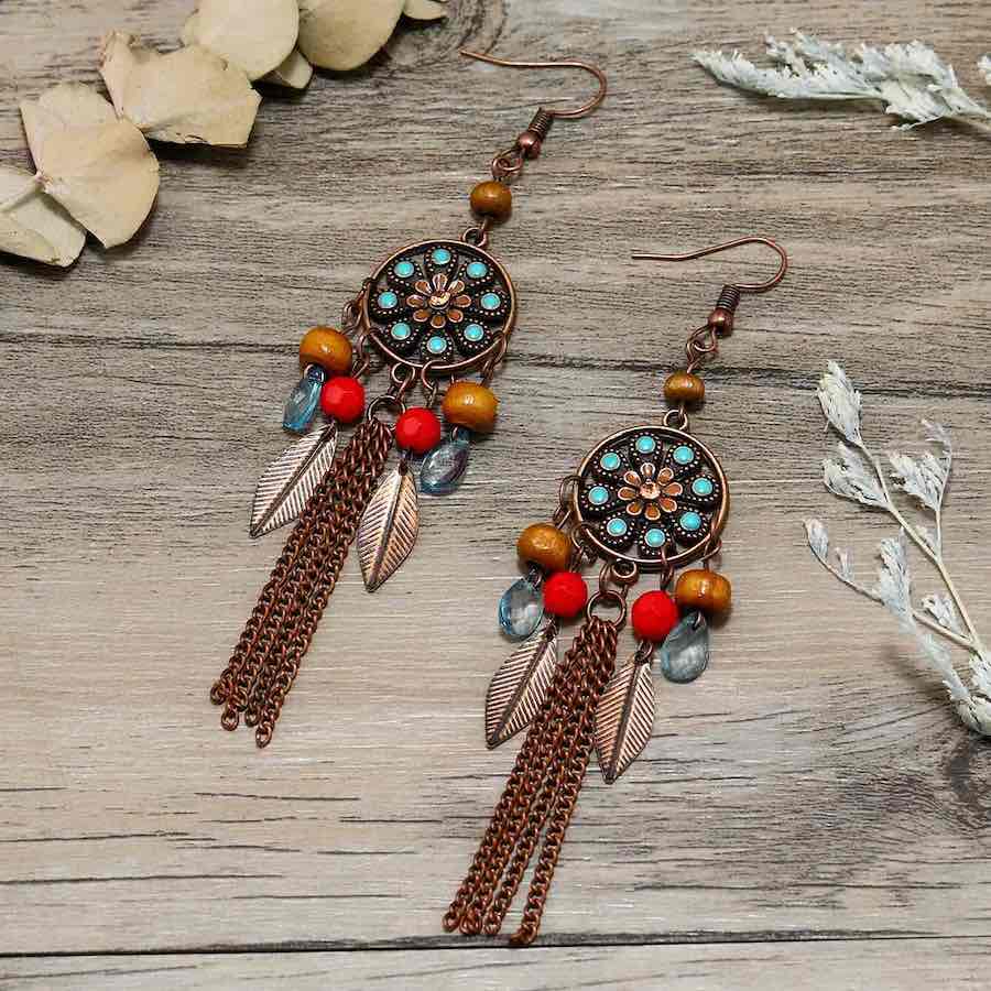 Front view of an earrings - Premium - Ethnic Chain Earrings - Zuzus Trove