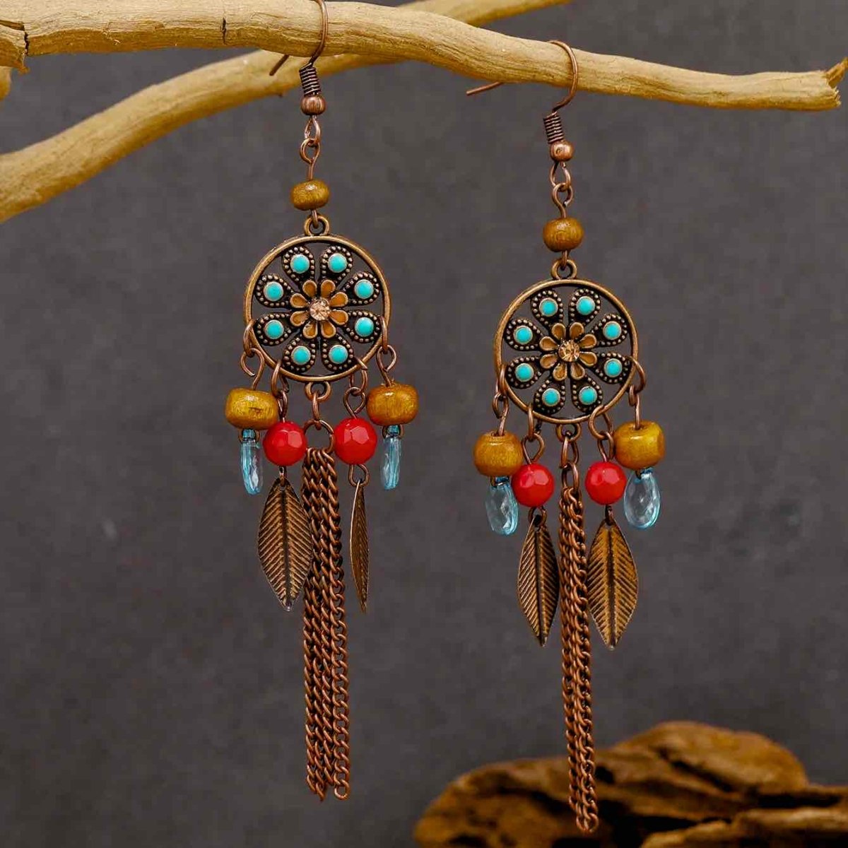 Front view of an earrings - Premium - Ethnic Chain Earrings - Zuzus Trove