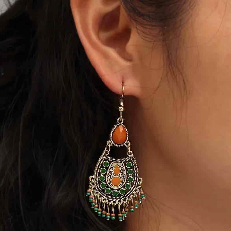 Front view of an earrings - Premium Ethnic - Drop Earring - Long Earring - Zuzus Trove