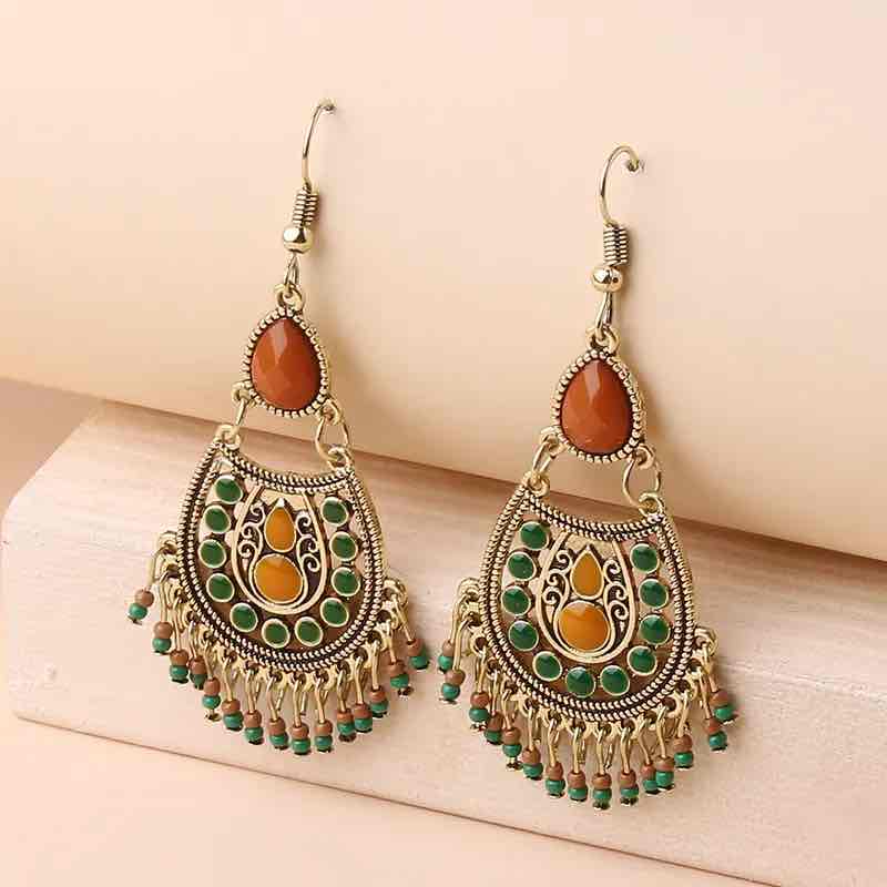 Front view of an earrings - Premium Ethnic - Drop Earring - Long Earring - Zuzus Trove