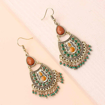 Front view of an earrings - Premium Ethnic - Drop Earring - Long Earring - Zuzus Trove