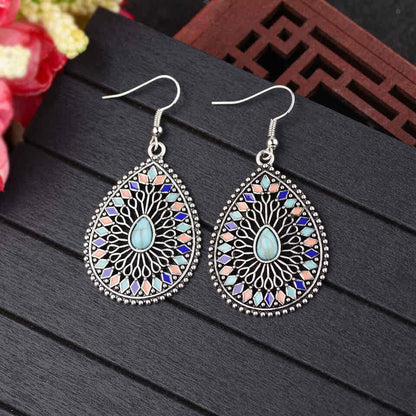 Front view of an earrings - Premium | Ethnic Tear Drop Gem Earrings - Zuzus Trove