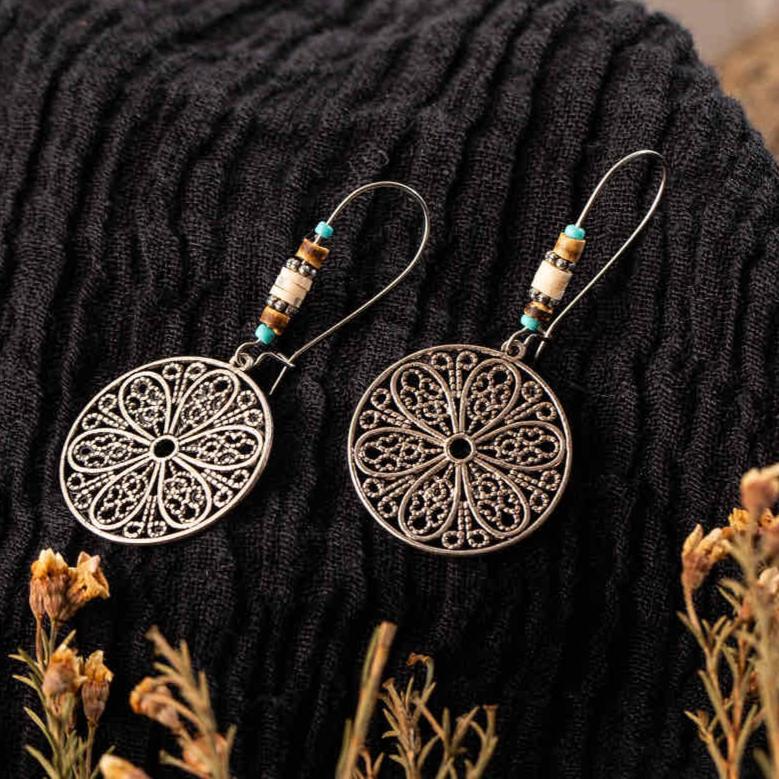 Image of an earring - Premium - Geometric mandala drop earring by Zuzus Trove