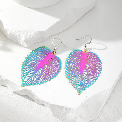 Image of an earring - Premium | Holographic Korean Leaf Earrings by Zuzus Trove