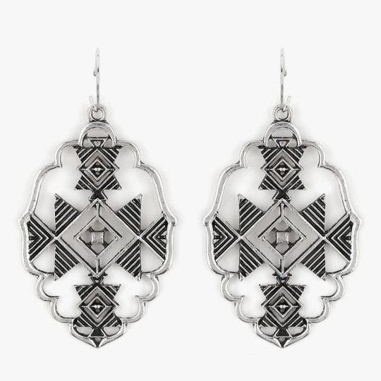 Front view of an earrings - Premium Mandala Silver Earrings - Fancy Earrings - Zuzus Trove