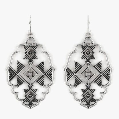 Front view of an earrings - Premium Mandala Silver Earrings - Fancy Earrings - Zuzus Trove