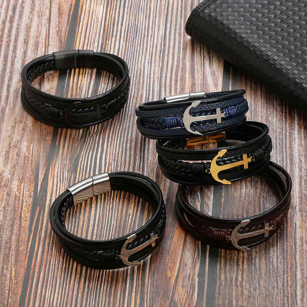 Image of an earring - Premium Men's Stainless Steel Bracelets - Leather Bracelets for Men Men's Bracelets by Zuzus Trove