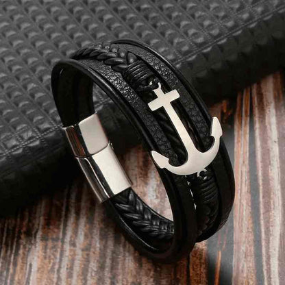 Image of an earring - Premium Men's Stainless Steel Bracelets - Leather Bracelets for Men Men's Bracelets by Zuzus Trove