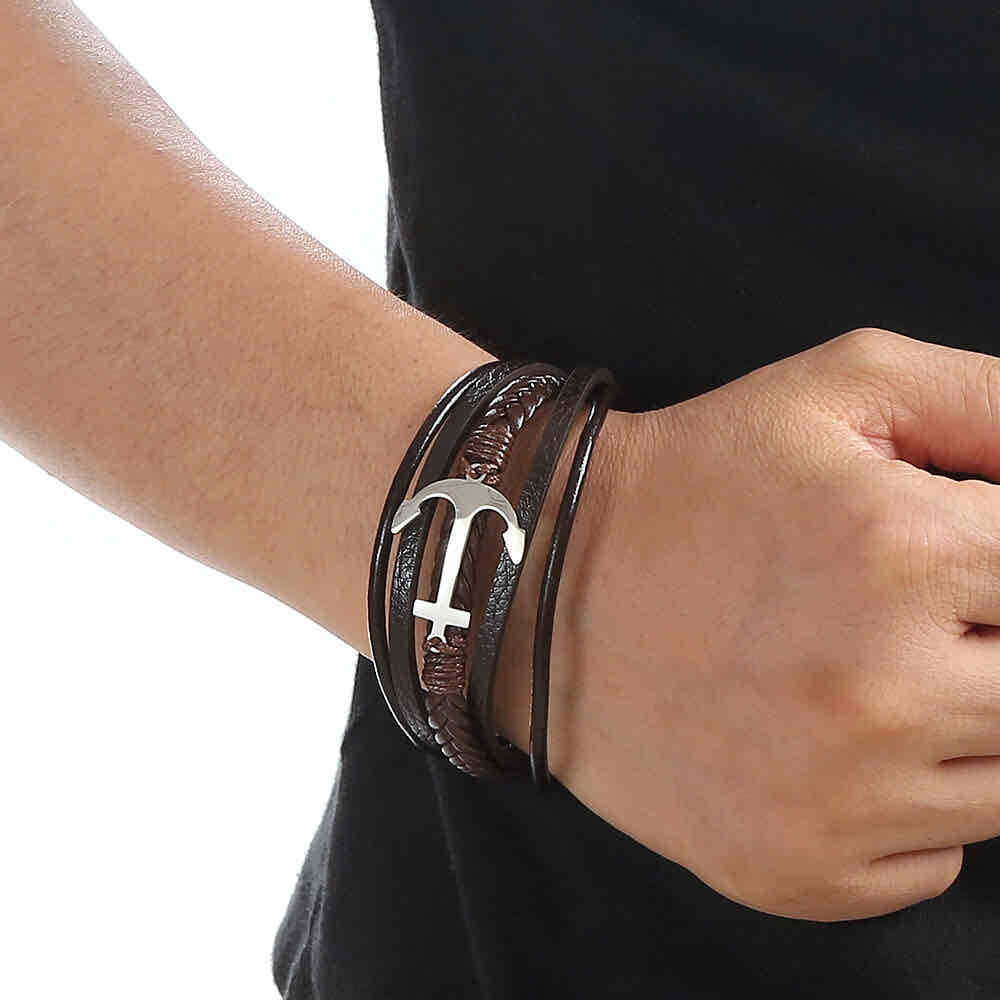 Image of an earring - Premium Men's Stainless Steel Bracelets - Leather Bracelets for Men Men's Bracelets by Zuzus Trove