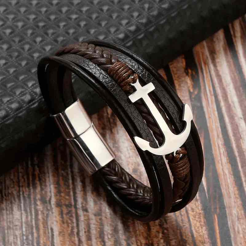 Image of an earring - Premium Men's Stainless Steel Bracelets - Leather Bracelets for Men Men's Bracelets by Zuzus Trove