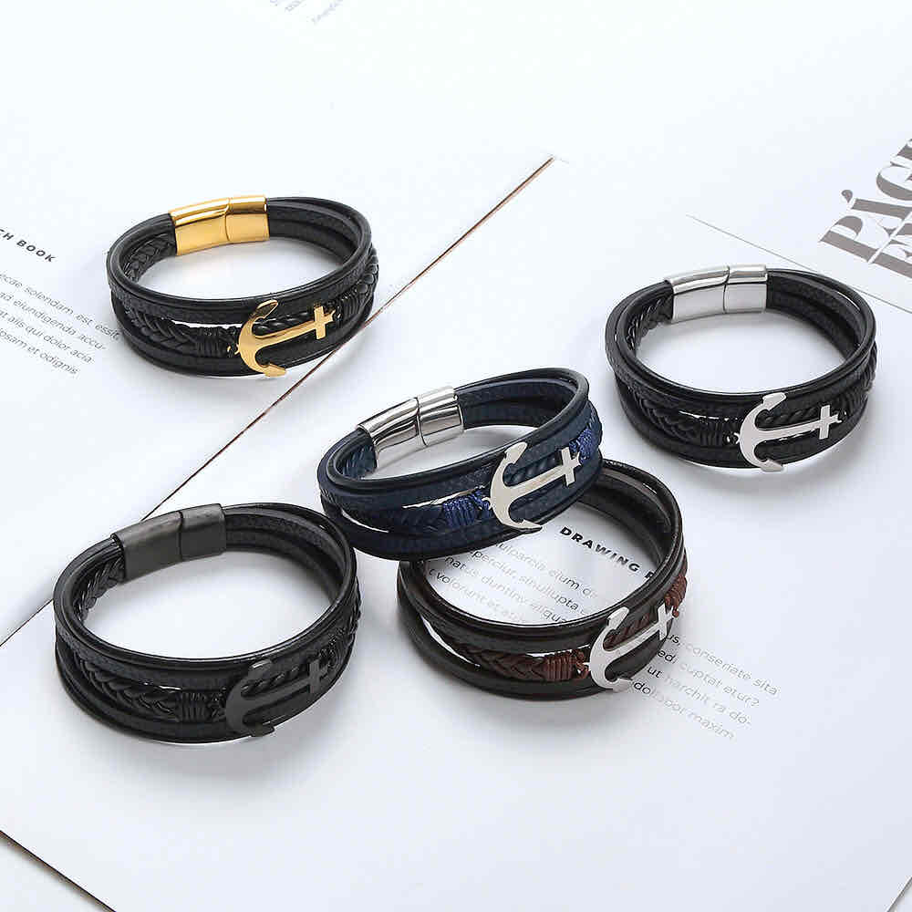 Image of an earring - Premium Men's Stainless Steel Bracelets - Leather Bracelets for Men Men's Bracelets by Zuzus Trove