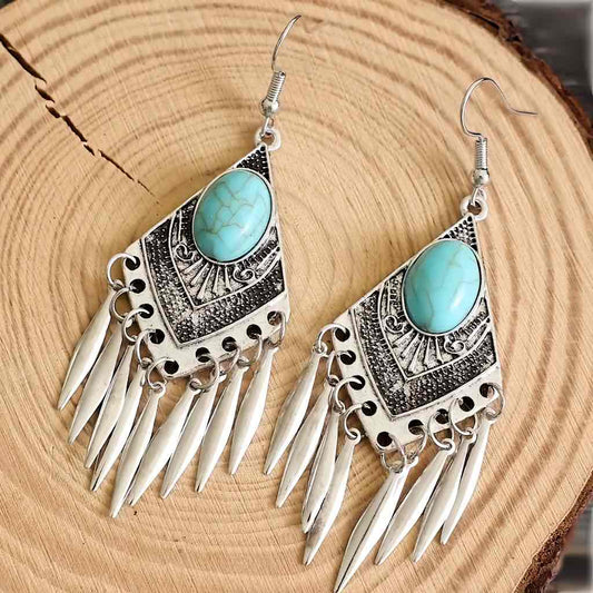 Image of an earring - Premium | Native American - Turquoise Drop Earrings by Zuzus Trove