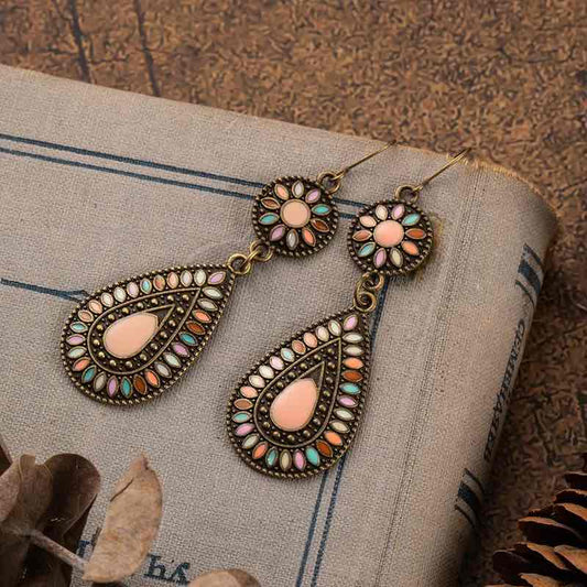 Image of an earring - Premium | Peach Oxidised Drop Earrings by Zuzus Trove