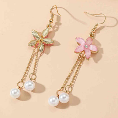 Front view of an earrings - Premium - Pink Flower Dangler Earring - Zuzus Trove