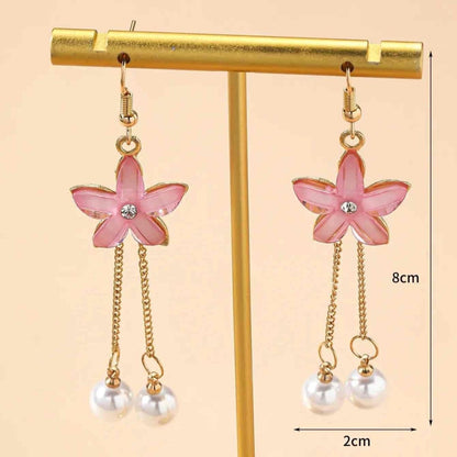 Front view of an earrings - Premium - Pink Flower Dangler Earring - Zuzus Trove