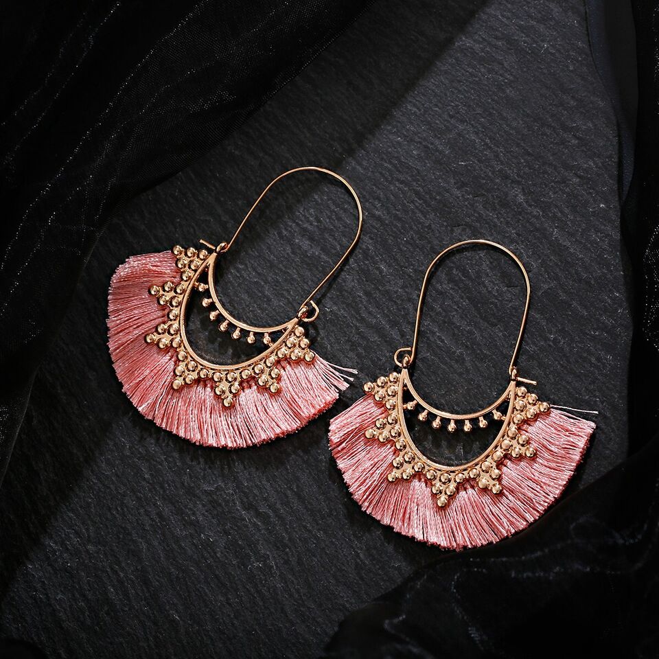 Front view of an earrings - Premium | Silky Tassel Gold Earrings - Zuzus Trove