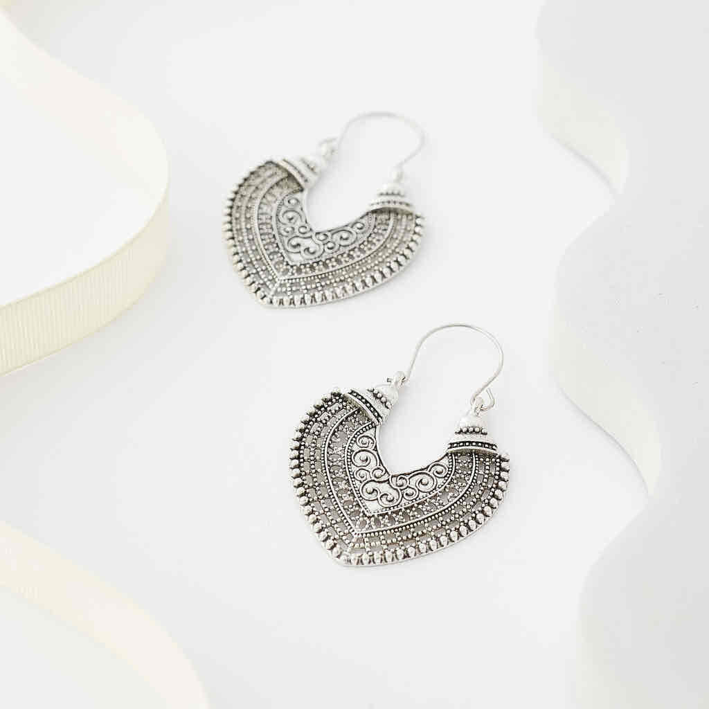 Image of an earring - Premium Silver Boho Ethnic Earrings - Style 6 by Zuzus Trove