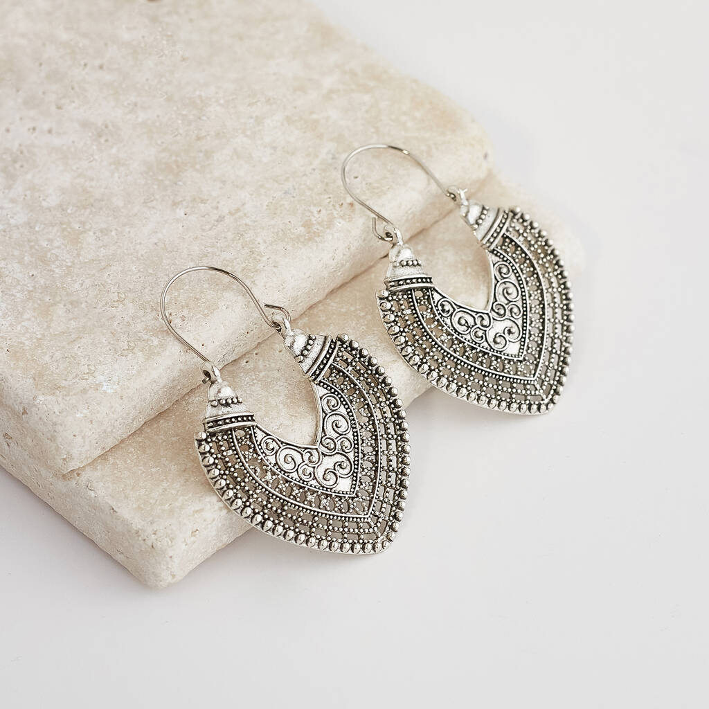 Image of an earring - Premium Silver Boho Ethnic Earrings - Style 6 by Zuzus Trove