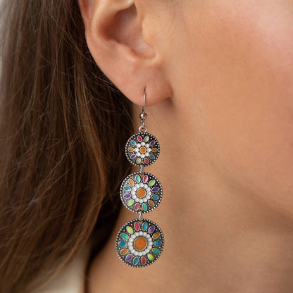 Front view of an earrings - Premium | Sun Set Orange - Boho Ethnic Earrings - Zuzus Trove