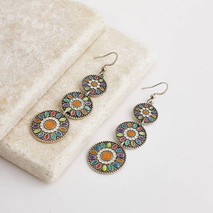 Front view of an earrings - Premium | Sun Set Orange - Boho Ethnic Earrings - Zuzus Trove