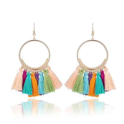 Front view of an earrings - Premium | Tassel Hoop Earrings - 7 colours - Zuzus Trove