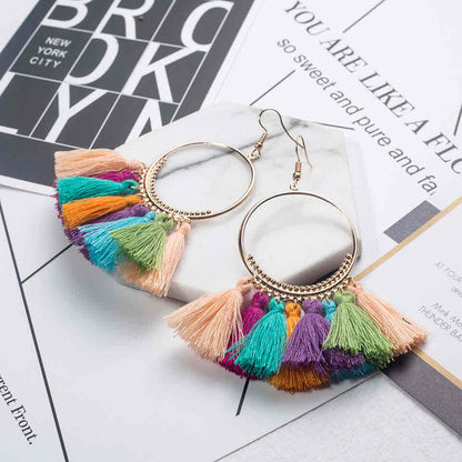 Front view of an earrings - Premium | Tassel Hoop Earrings - 7 colours - Zuzus Trove