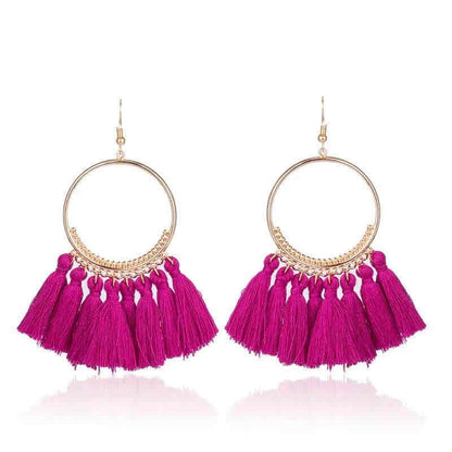 Front view of an earrings - Premium | Tassel Hoop Earrings - 7 colours - Zuzus Trove