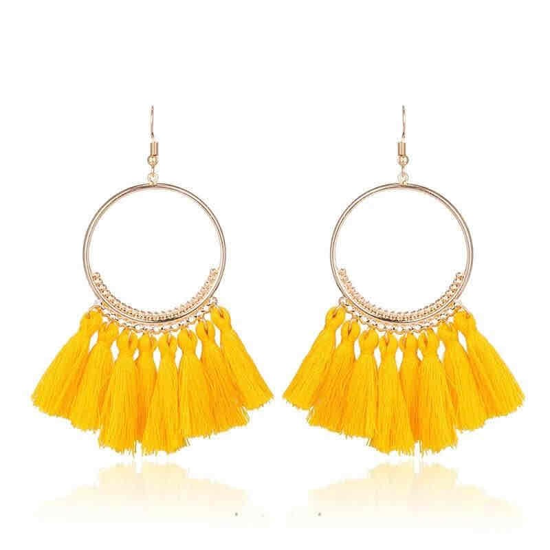 Front view of an earrings - Premium | Tassel Hoop Earrings - 7 colours - Zuzus Trove