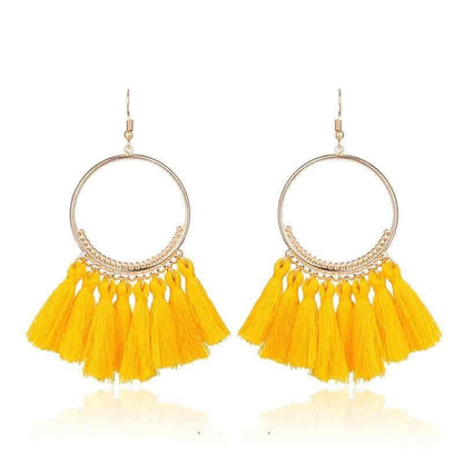 Front view of an earrings - Premium | Tassel Hoop Earrings - 7 colours - Zuzus Trove