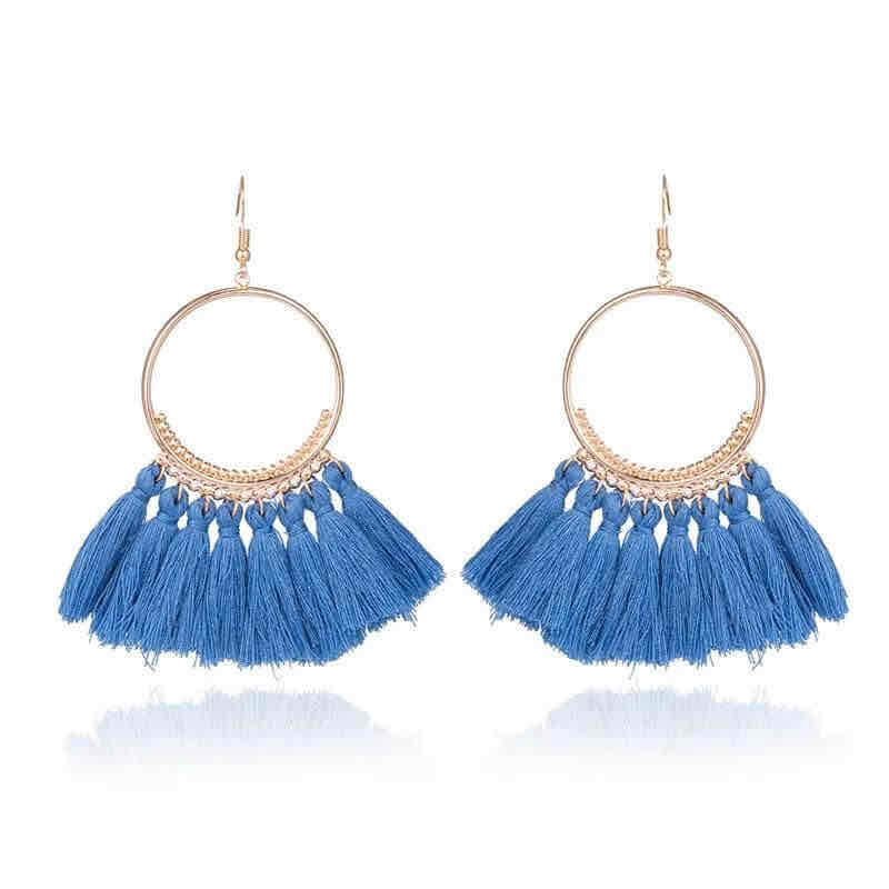 Front view of an earrings - Premium | Tassel Hoop Earrings - 7 colours - Zuzus Trove