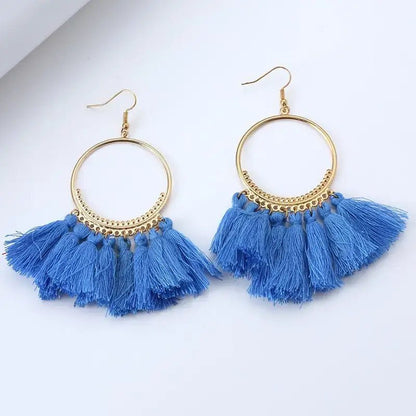 Front view of an earrings - Premium | Tassel Hoop Earrings - 7 colours - Zuzus Trove