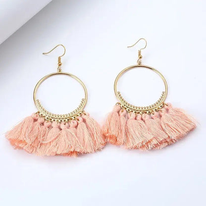 Front view of an earrings - Premium | Tassel Hoop Earrings - 7 colours - Zuzus Trove