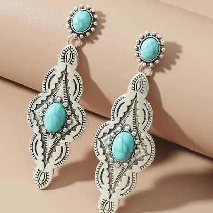 Front view of an earrings - Premium Turquoise dream earrings - Zuzus Trove