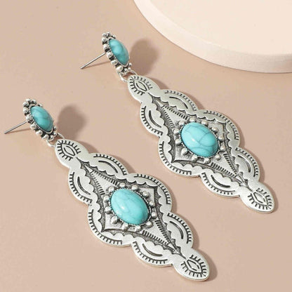 Front view of an earrings - Premium Turquoise dream earrings - Zuzus Trove