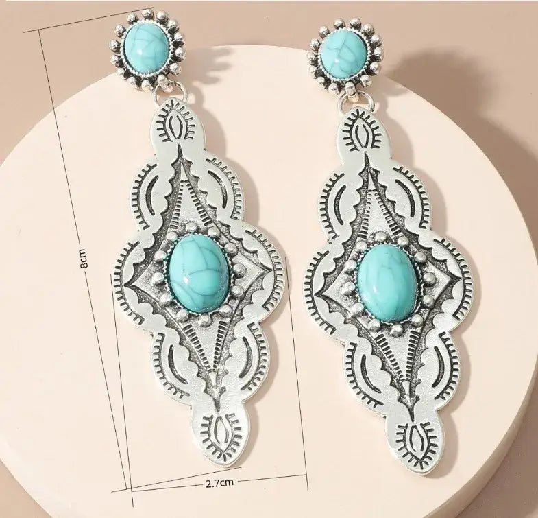 Front view of an earrings - Premium Turquoise dream earrings - Zuzus Trove