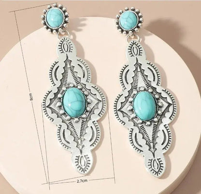 Front view of an earrings - Premium Turquoise dream earrings - Zuzus Trove