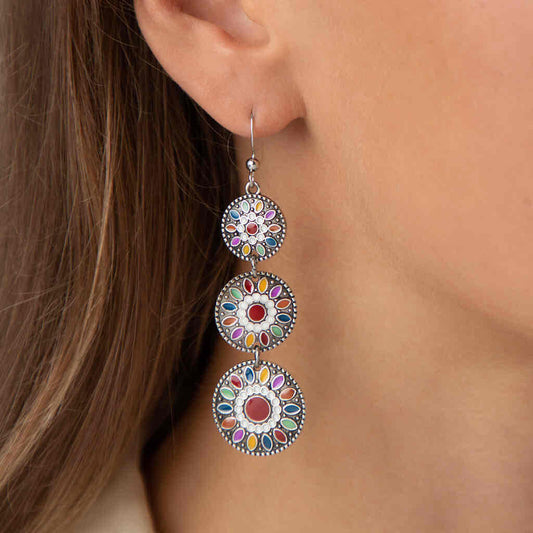 Front view of an earrings - Premium | Wine - Red Boho Ethnic Drop Earrings - Zuzus Trove