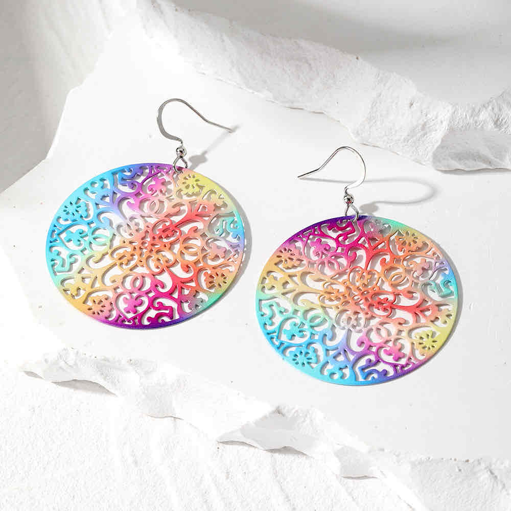 Front view of an earrings - Rainbow Designer Earrings - Zuzus Trove