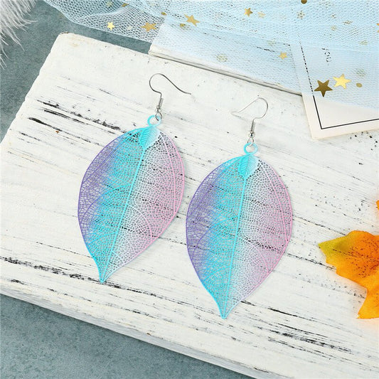 Front view of an earrings - Rainbow Leaf Earrings - Zuzus Trove