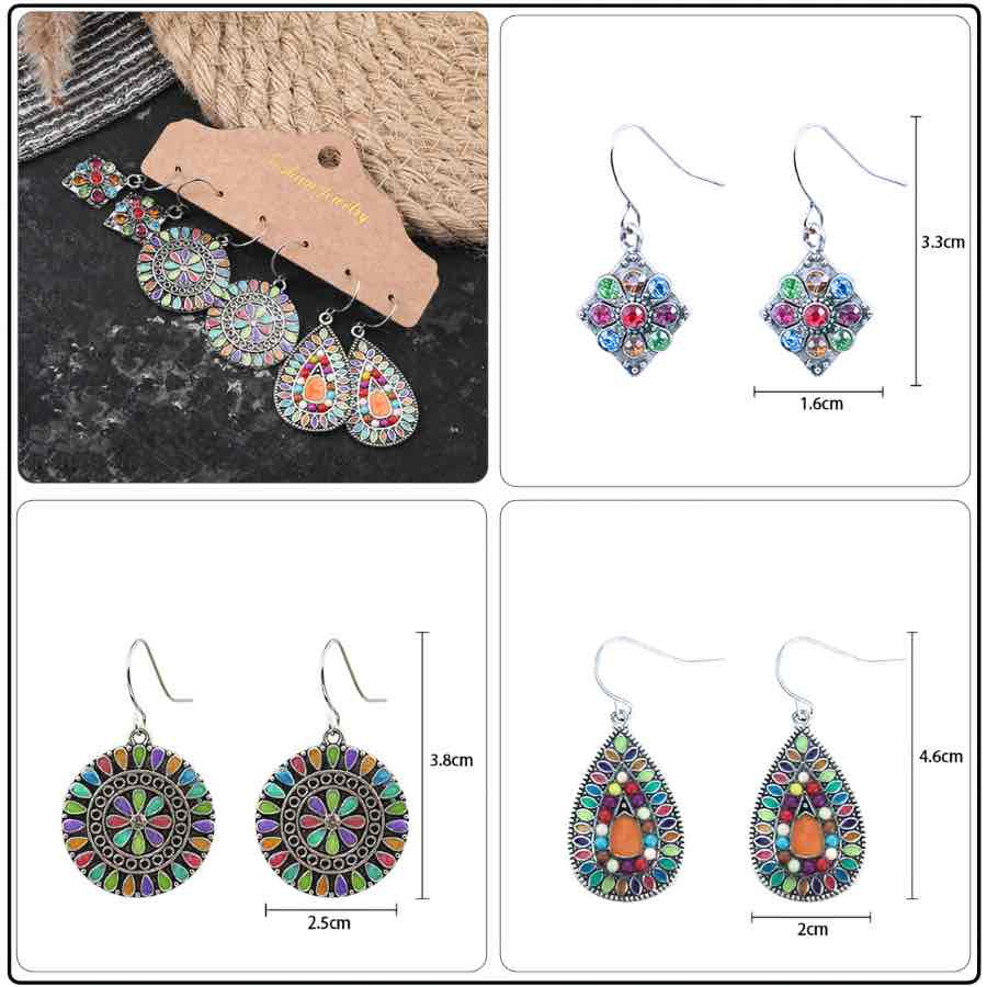 Front view of an earrings - Show stopper Ethnic Combo Earrings Style 1 - Zuzus Trove