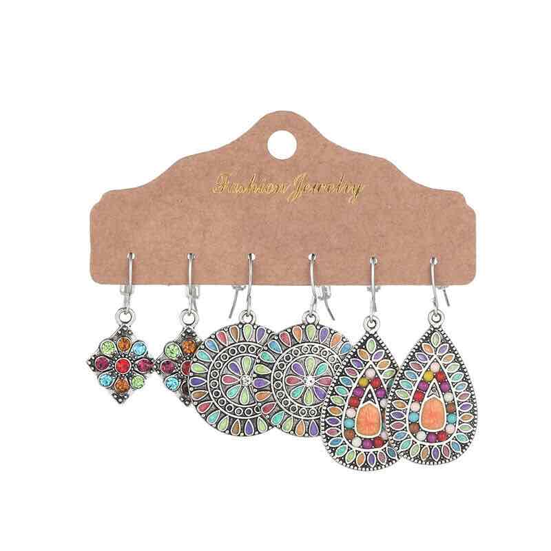 Front view of an earrings - Show stopper Ethnic Combo Earrings Style 1 - Zuzus Trove