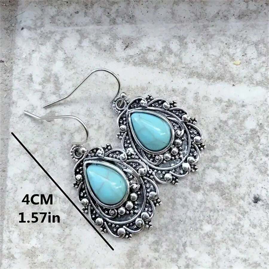 Front view of an earrings - Silver Earrings - Blue Stone Earrings - Zuzus Trove